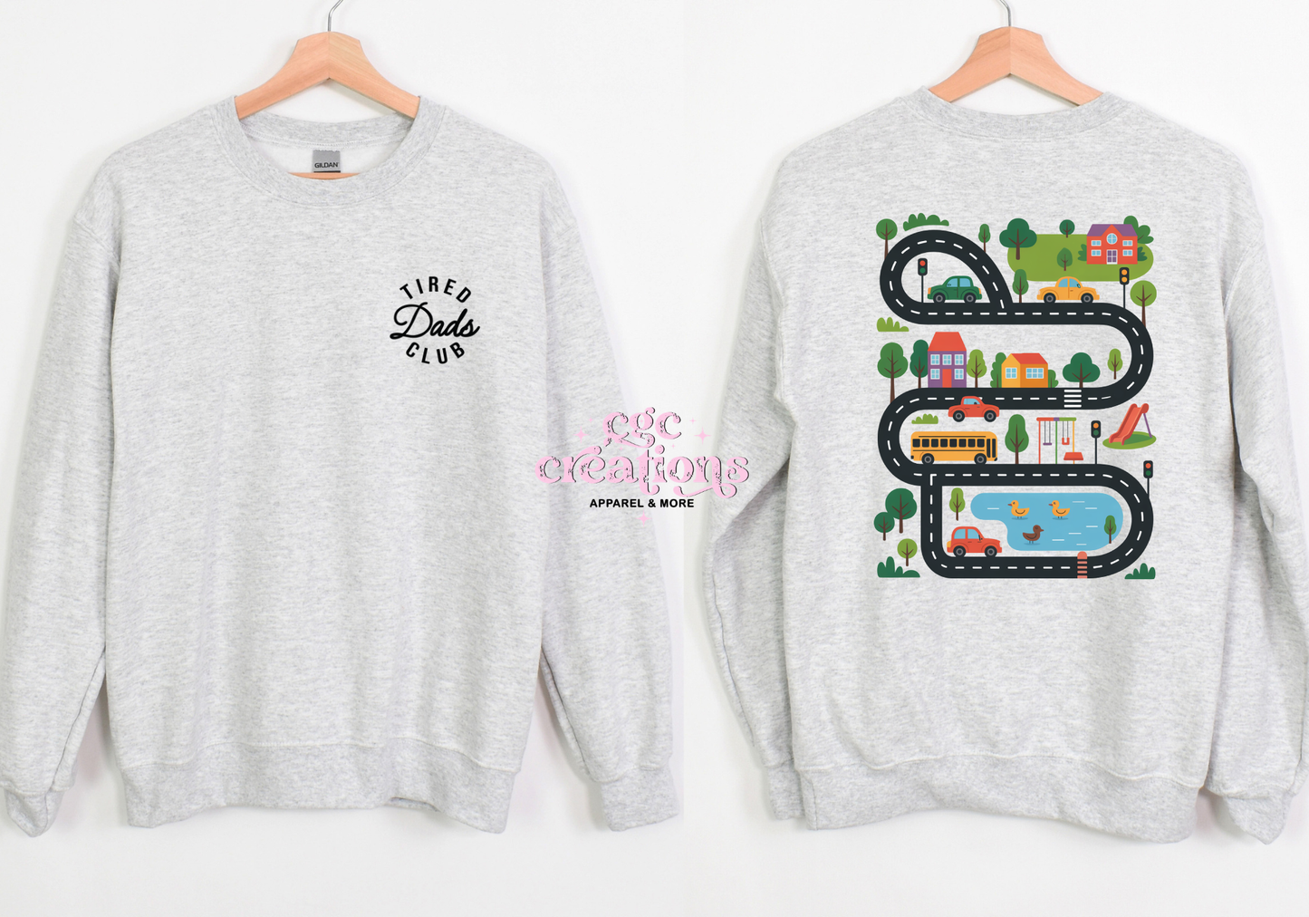 Tired Dads Club Dad Race Track #1 Crewneck Sweatshirt