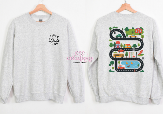 Tired Dads Club Dad Race Track #1 Crewneck Sweatshirt