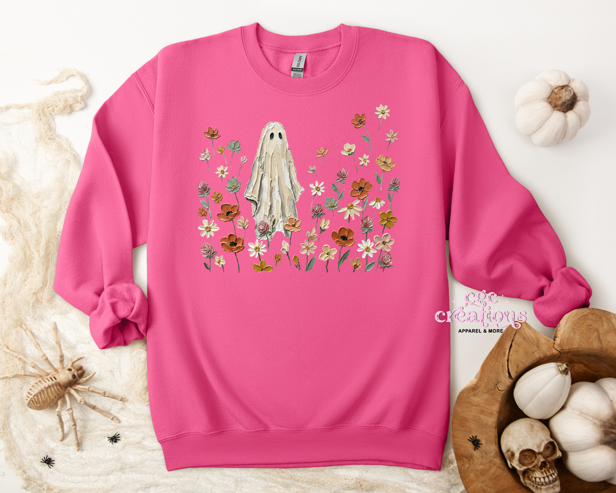 Floral Ghost Apparel(t-shirt or crewneck sweatshirt or hoodie)