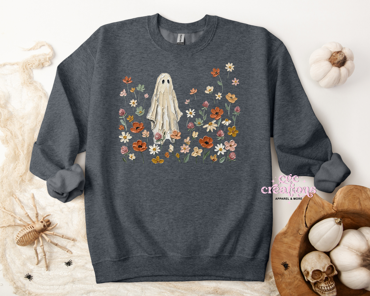 Floral Ghost Apparel(t-shirt or crewneck sweatshirt or hoodie)