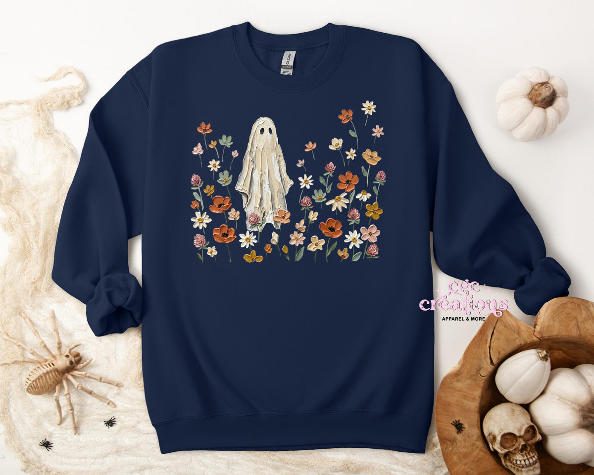 Floral Ghost Apparel(t-shirt or crewneck sweatshirt or hoodie)