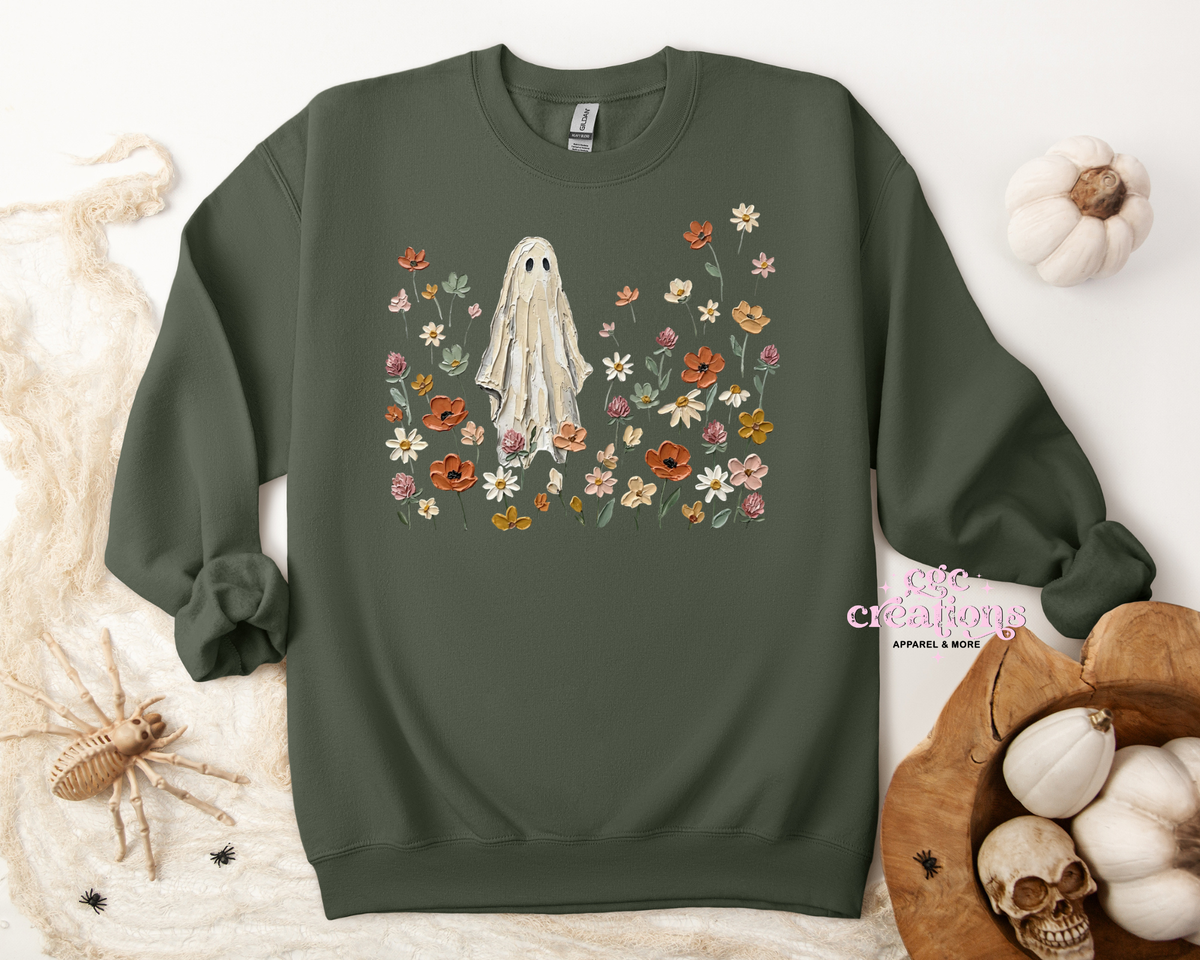 Floral Ghost Apparel(t-shirt or crewneck sweatshirt or hoodie)