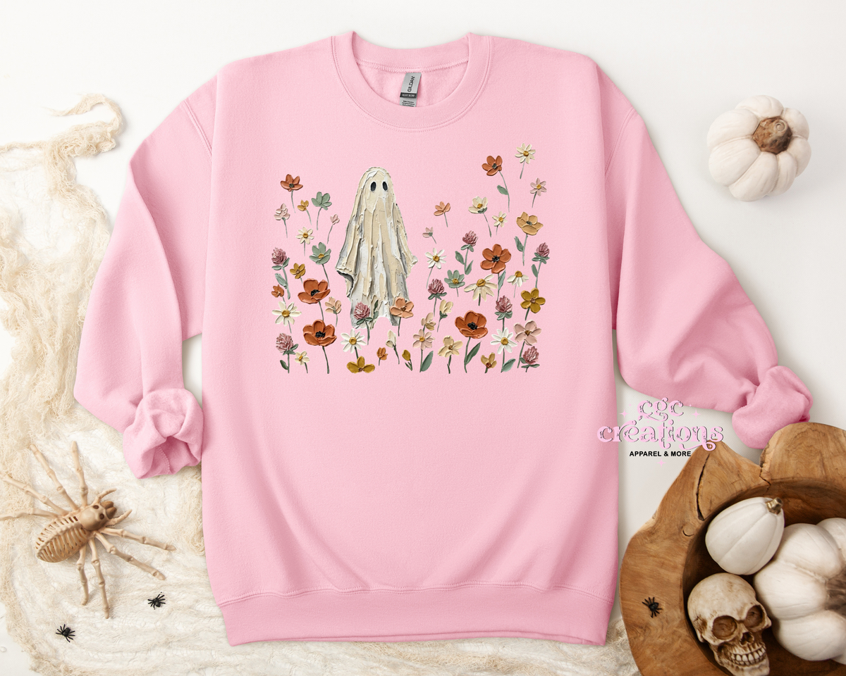 Floral Ghost Apparel(t-shirt or crewneck sweatshirt or hoodie)