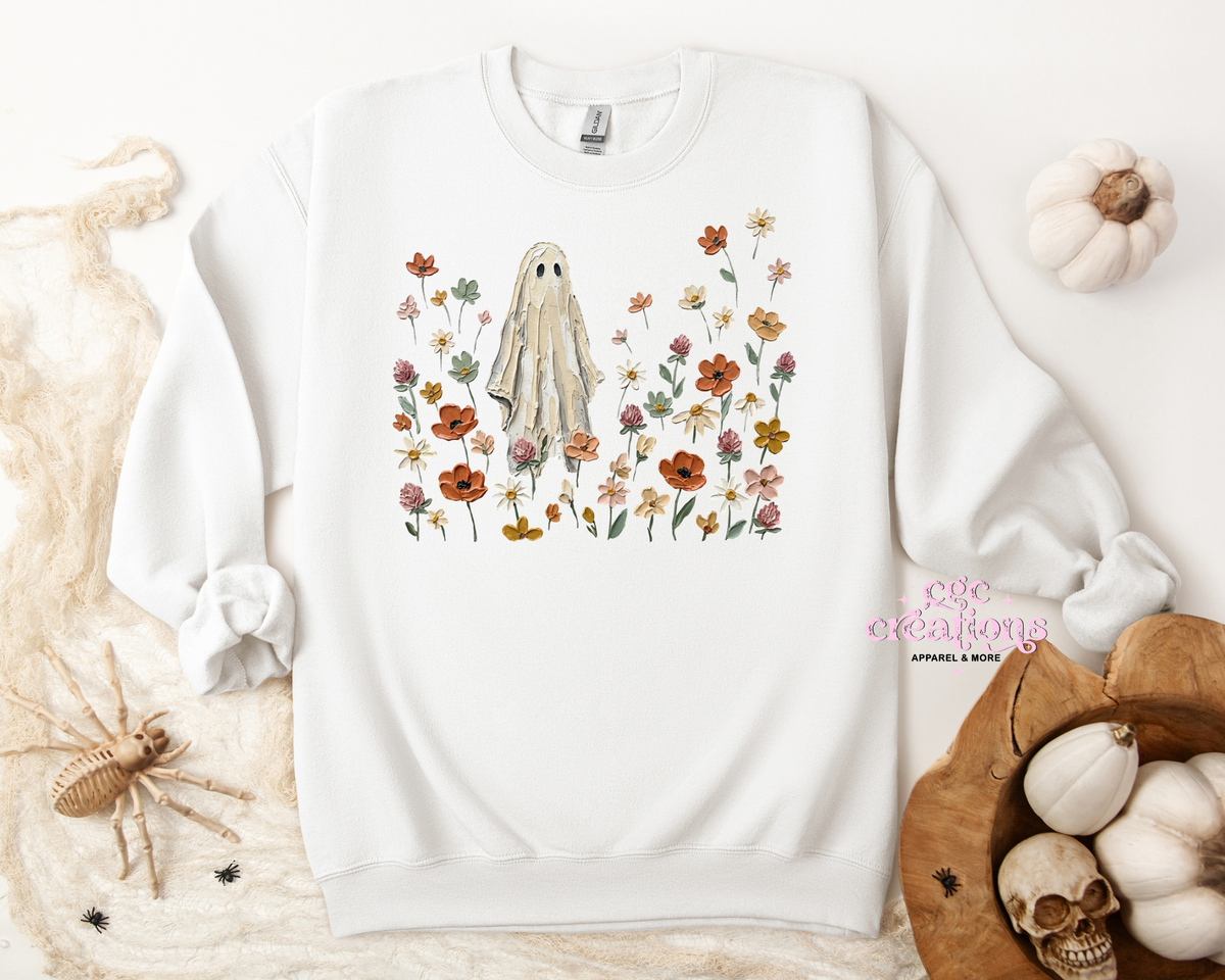 Floral Ghost Apparel(t-shirt or crewneck sweatshirt or hoodie)