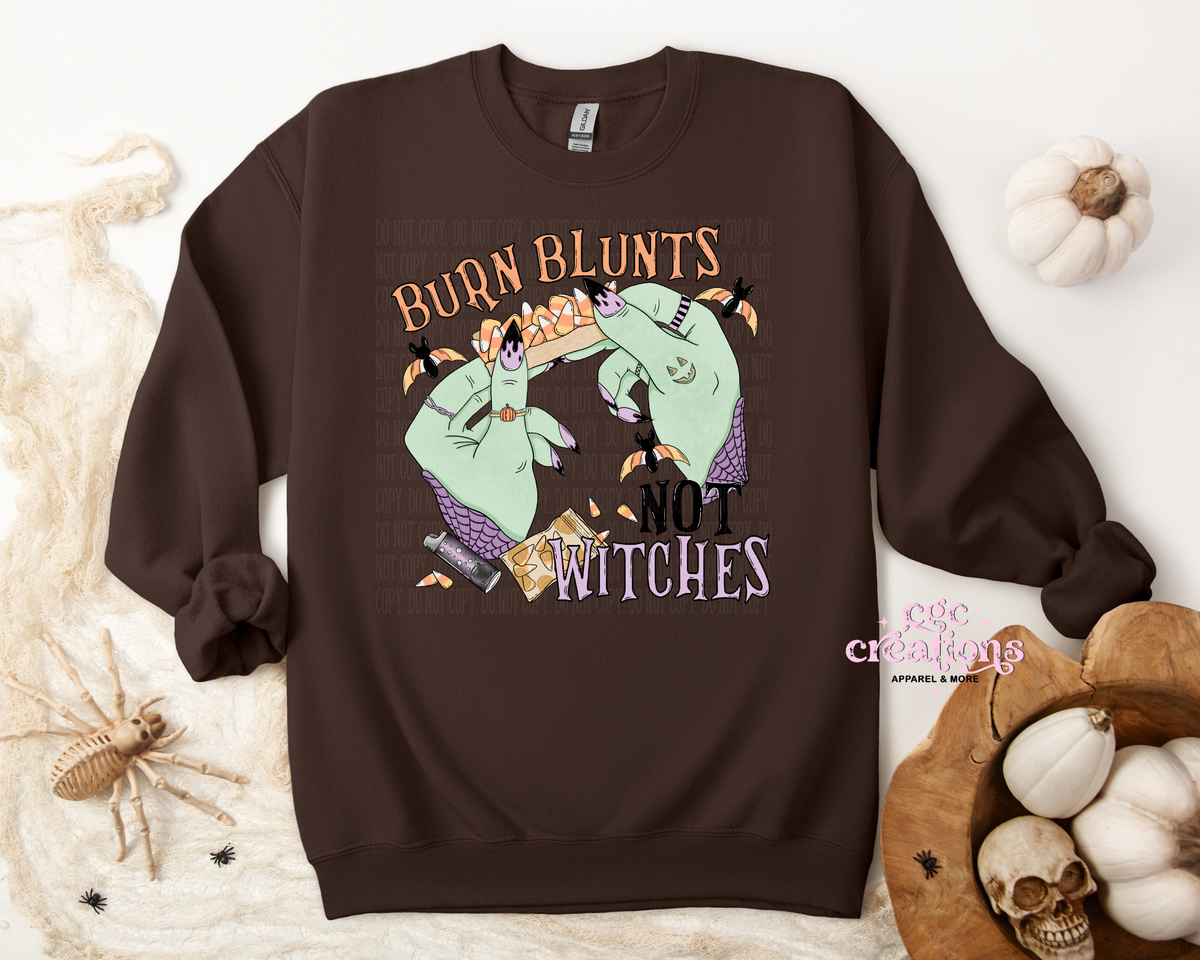 Burn Blunts Not Witches Apparel(t-shirt or crewneck sweatshirt or hoodie)