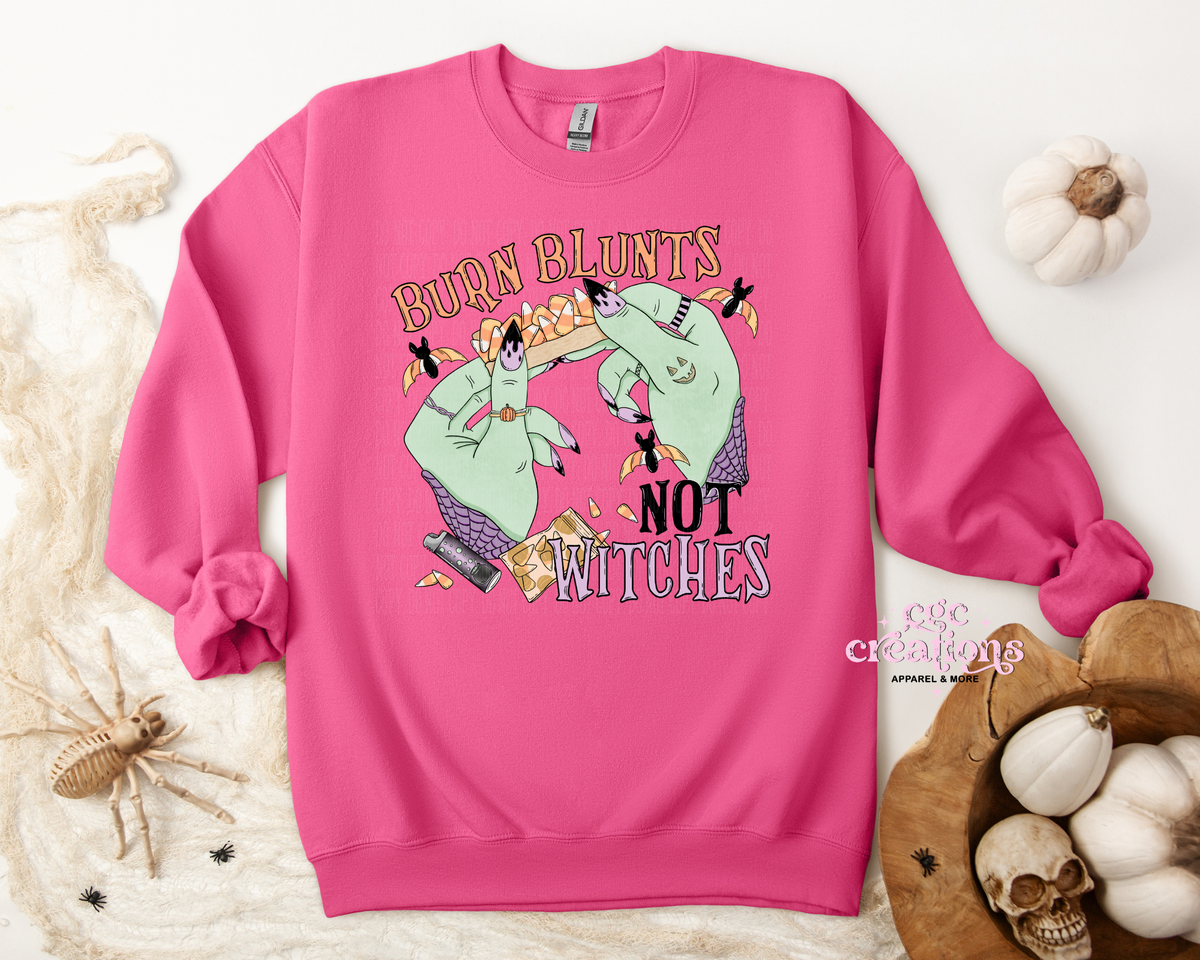 Burn Blunts Not Witches Apparel(t-shirt or crewneck sweatshirt or hoodie)