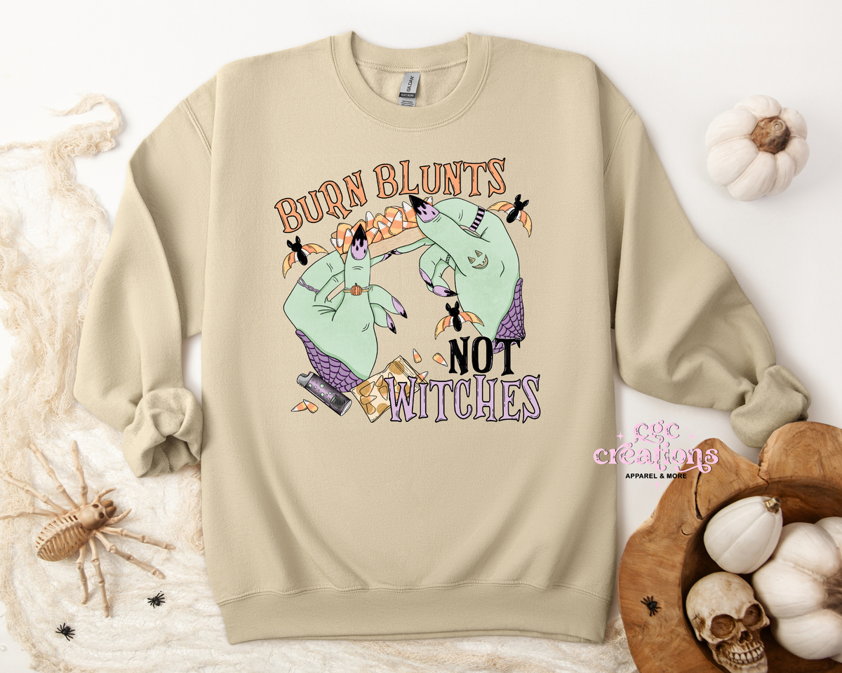 Burn Blunts Not Witches Apparel(t-shirt or crewneck sweatshirt or hoodie)