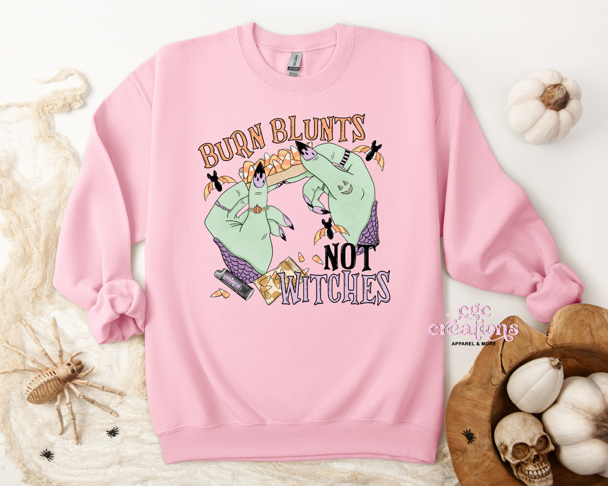Burn Blunts Not Witches Apparel(t-shirt or crewneck sweatshirt or hoodie)