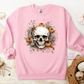 Floral Fall Skellie Apparel(t-shirt or crewneck sweatshirt or hoodie)