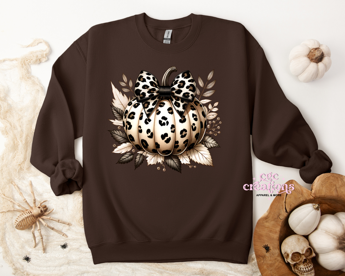 Leopard Pumpkin Apparel(t-shirt or crewneck sweatshirt or hoodie)