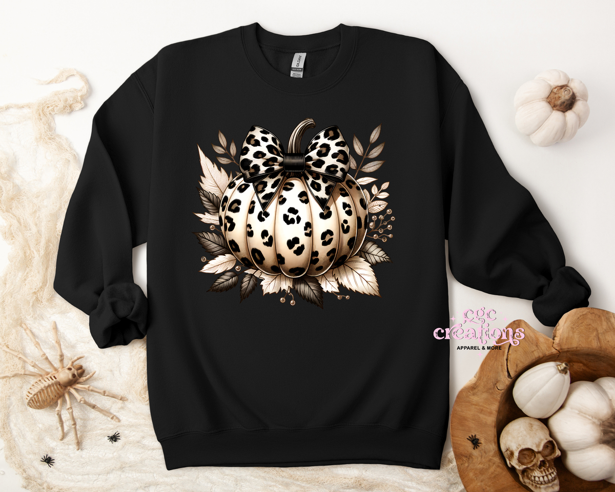 Leopard Pumpkin Apparel(t-shirt or crewneck sweatshirt or hoodie)