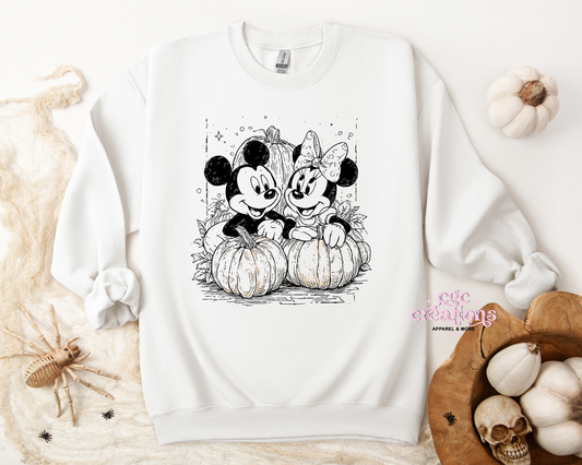 Classic Cartoon Couple Pumpkin Patch Apparel(t-shirt or crewneck sweatshirt or hoodie)