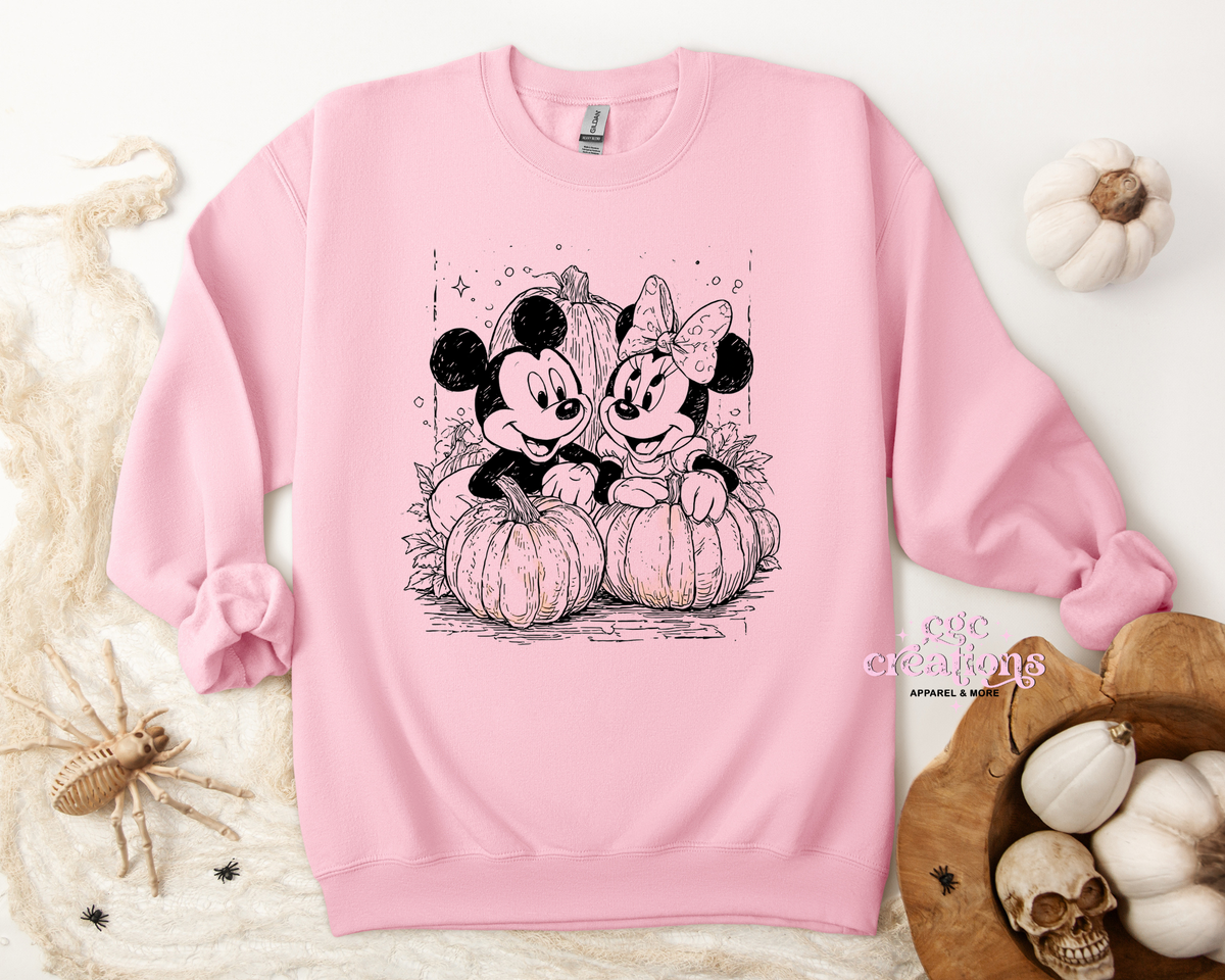 Classic Cartoon Couple Pumpkin Patch Apparel(t-shirt or crewneck sweatshirt or hoodie)