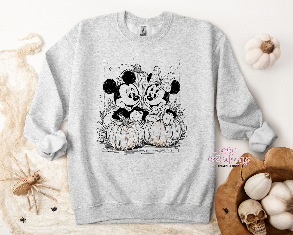 Classic Cartoon Couple Pumpkin Patch Apparel(t-shirt or crewneck sweatshirt or hoodie)