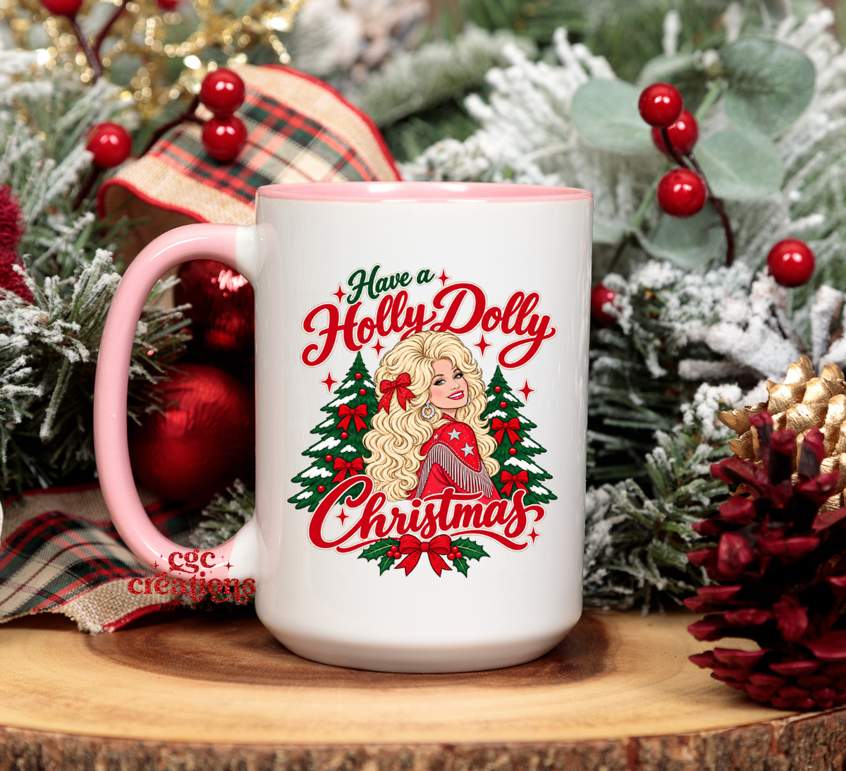 Holly D Christmas 15oz Ceramic Coffee Mug