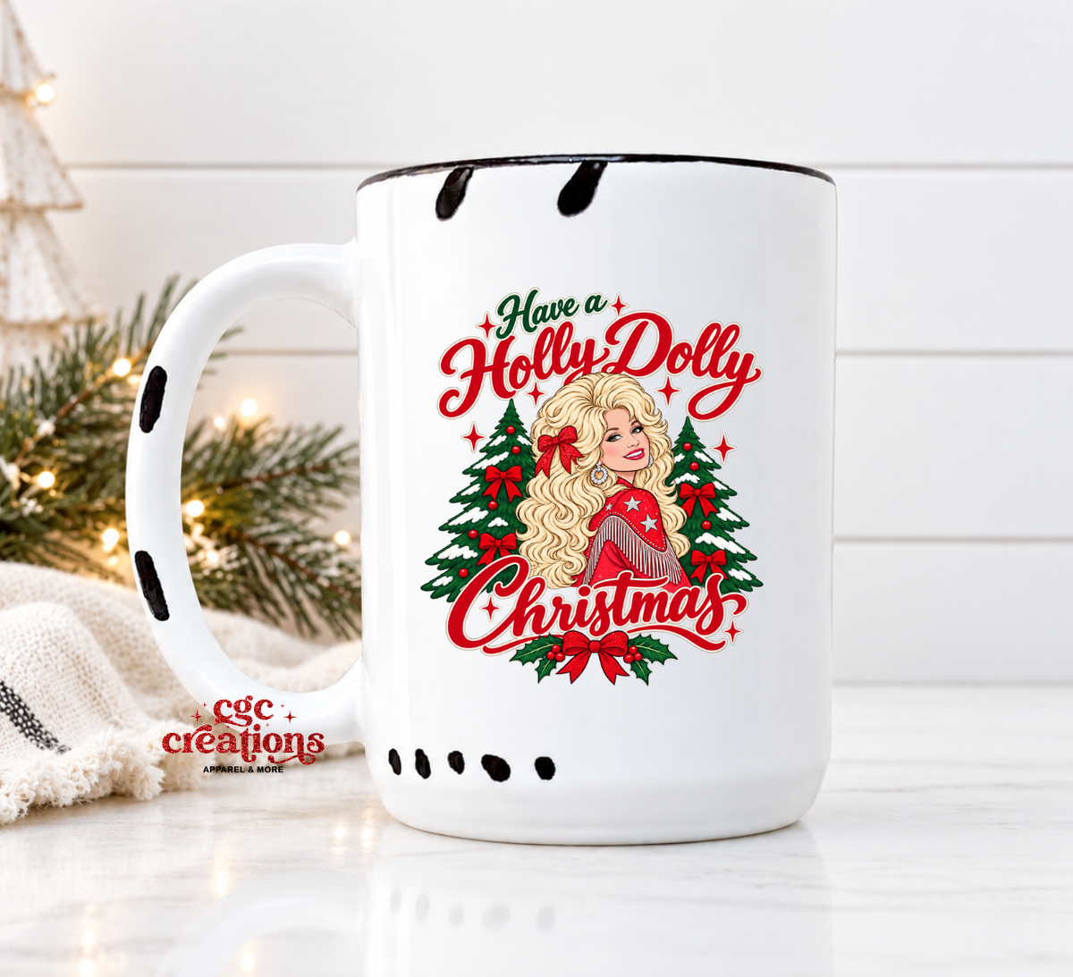 Holly D Christmas 15oz Ceramic Coffee Mug