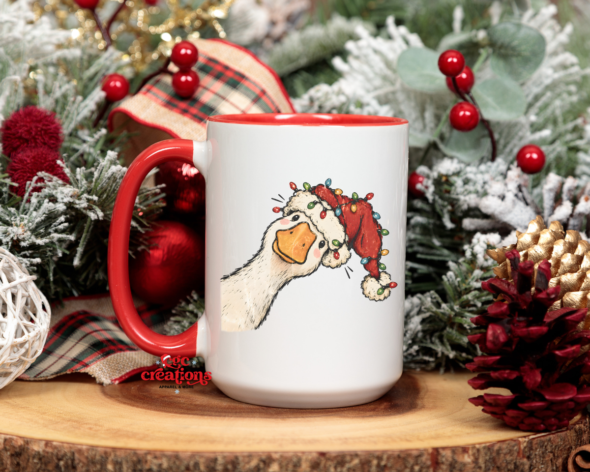 Peeking Christmas Goose 15oz Ceramic Coffee Mug