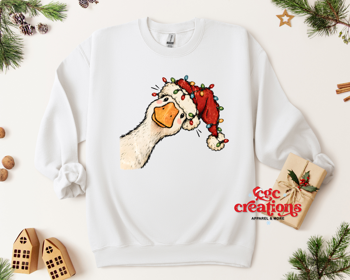 Peeking Christmas Goose Apparel(t-shirt or crewneck sweatshirt or hoodie)