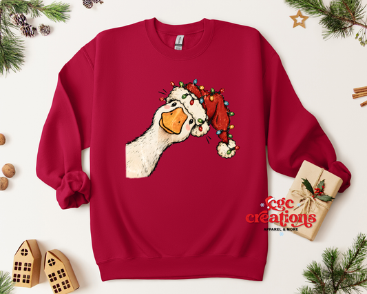 Peeking Christmas Goose Apparel(t-shirt or crewneck sweatshirt or hoodie)