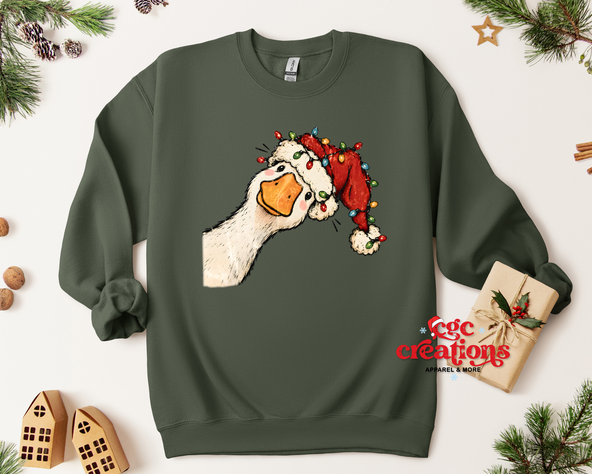 Peeking Christmas Goose Apparel(t-shirt or crewneck sweatshirt or hoodie)