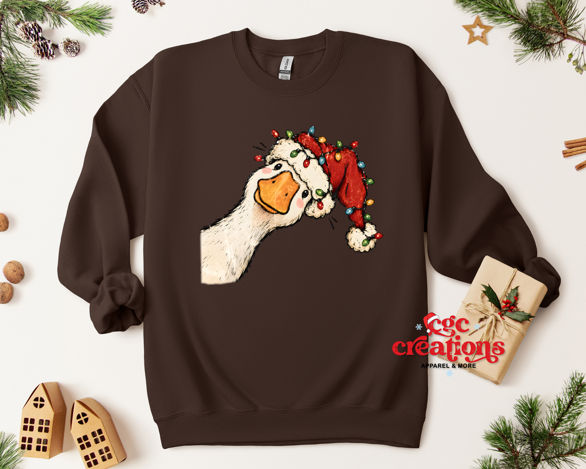 Peeking Christmas Goose Apparel(t-shirt or crewneck sweatshirt or hoodie)