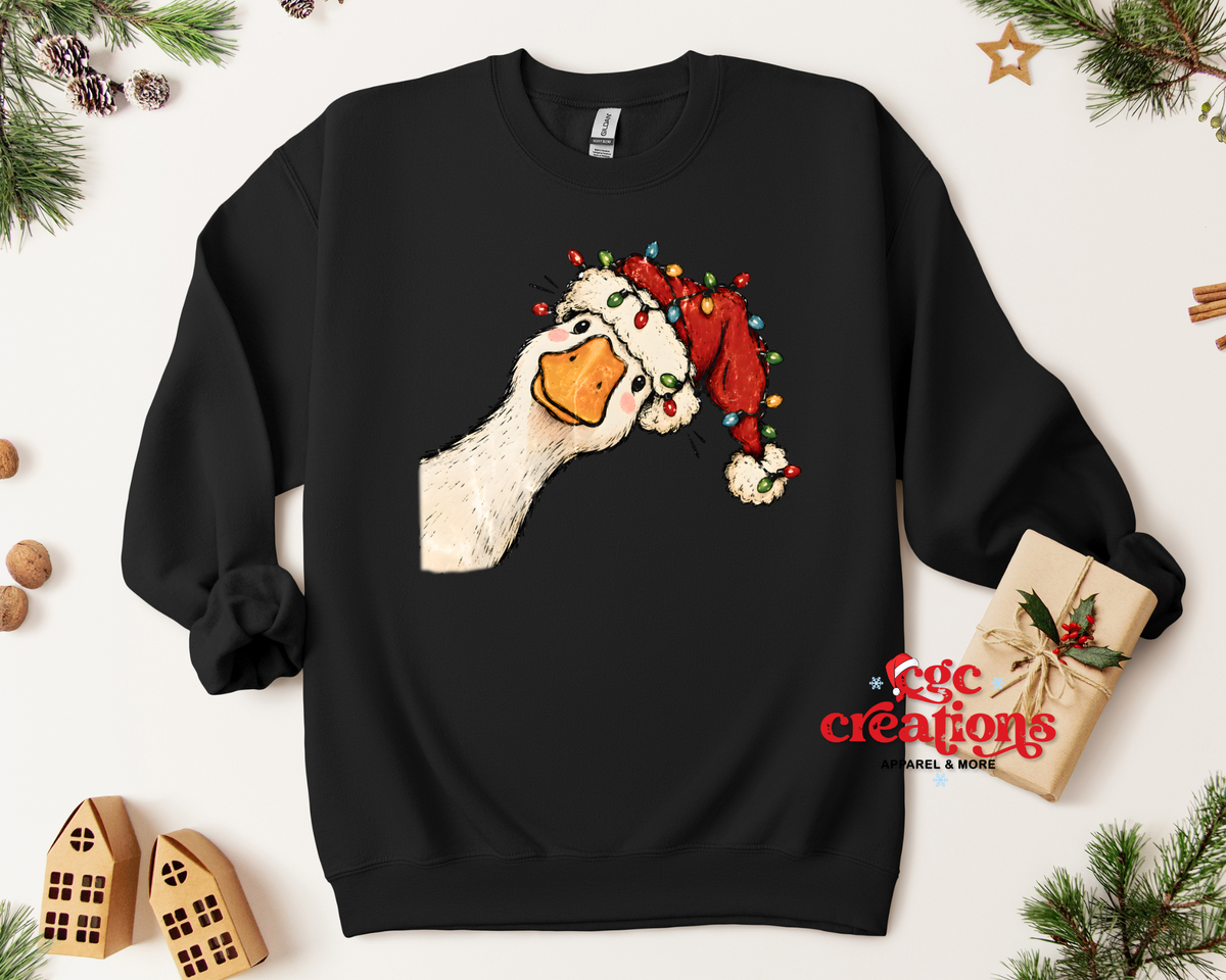 Peeking Christmas Goose Apparel(t-shirt or crewneck sweatshirt or hoodie)