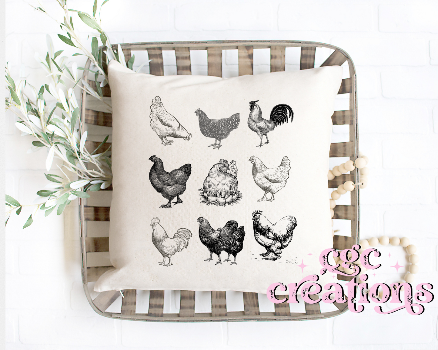 Chicken Grid Pillow