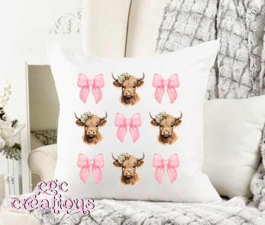 Cows and Coquette Bows Pillow