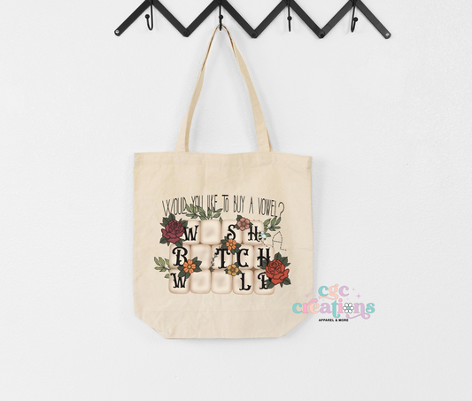 Would You Like To Buy A Vowel Canvas Tote Bag