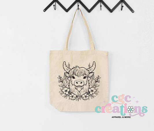 Daisy Cow Canvas Tote Bag