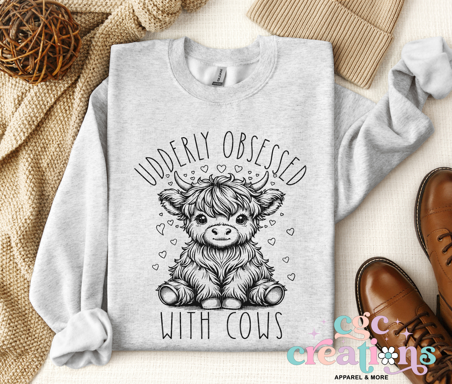 Udderly Obsessed With Cows Crewneck Sweatshirt