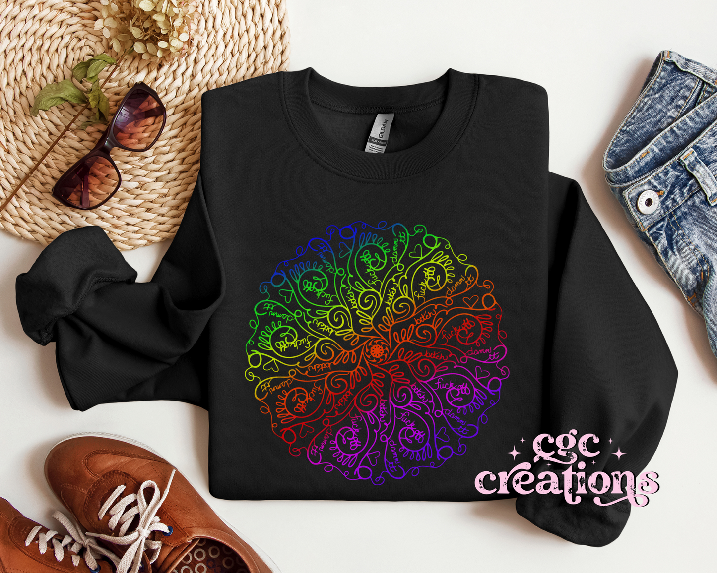 Sweary Mandala Crewneck Sweatshirt