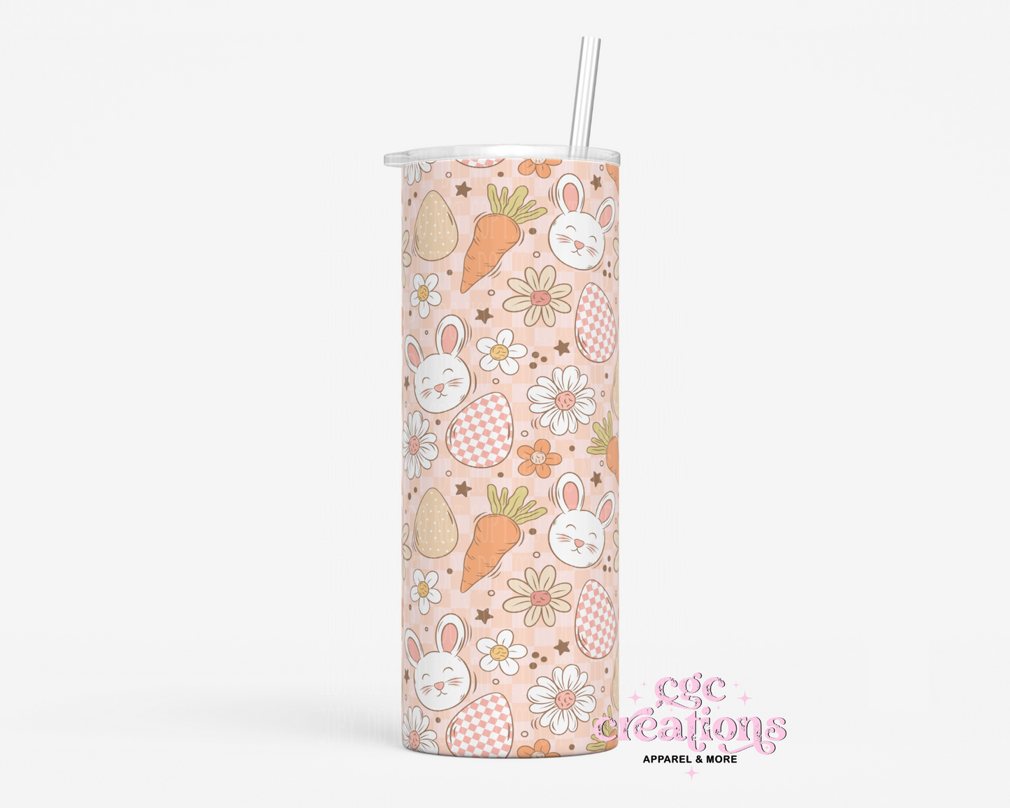 Cute Retro Carrots And Bunnies Easter 20oz Insulated Tumbler