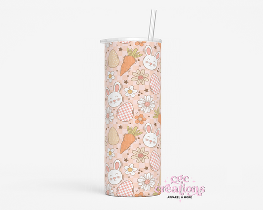 Cute Retro Carrots And Bunnies Easter 20oz Insulated Tumbler