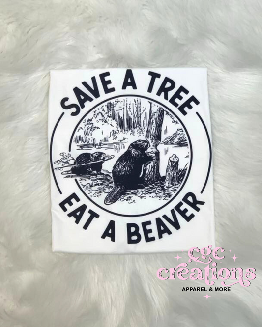 Save A Tree Eat a Beaver T-shirt SIZE XL