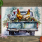 Rooster Truck Glass Cutting Board