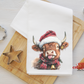 Christmas Cow #2 Tea Towel