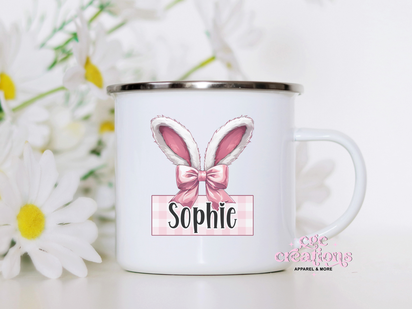 Personalized Bunny Ear Enamel Mug