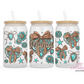 Western Mama Heart 16oz Glass Cup With Lid