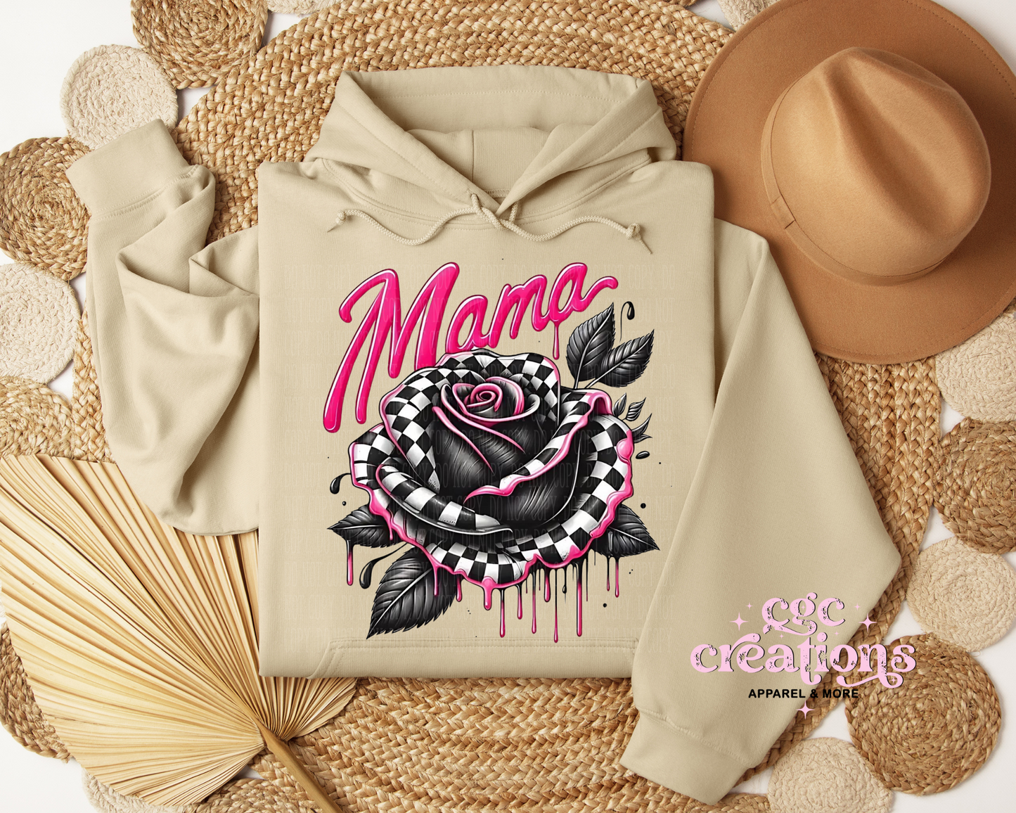 Mama Checkered Rose Hoodie