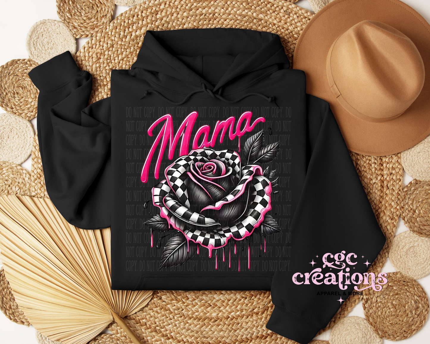 Mama Checkered Rose Hoodie