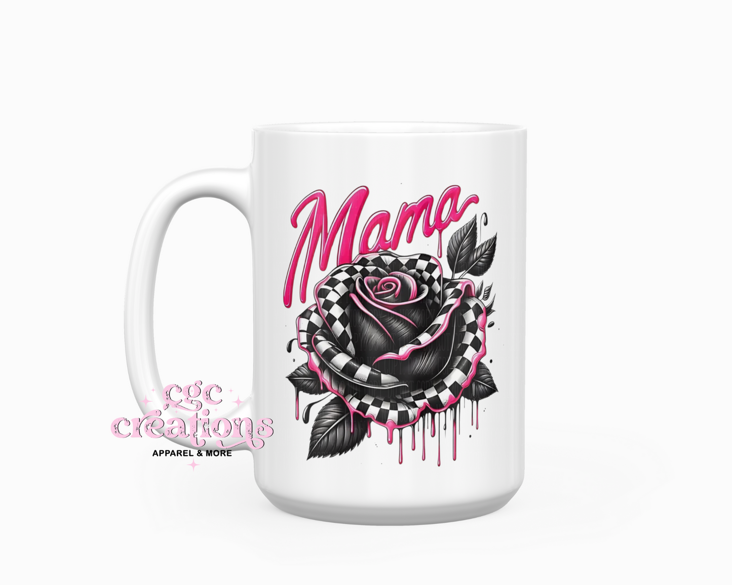 Mama Checkered Rose 15oz Coffee Mug