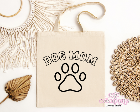 Dog Mom Canvas Tote Bag