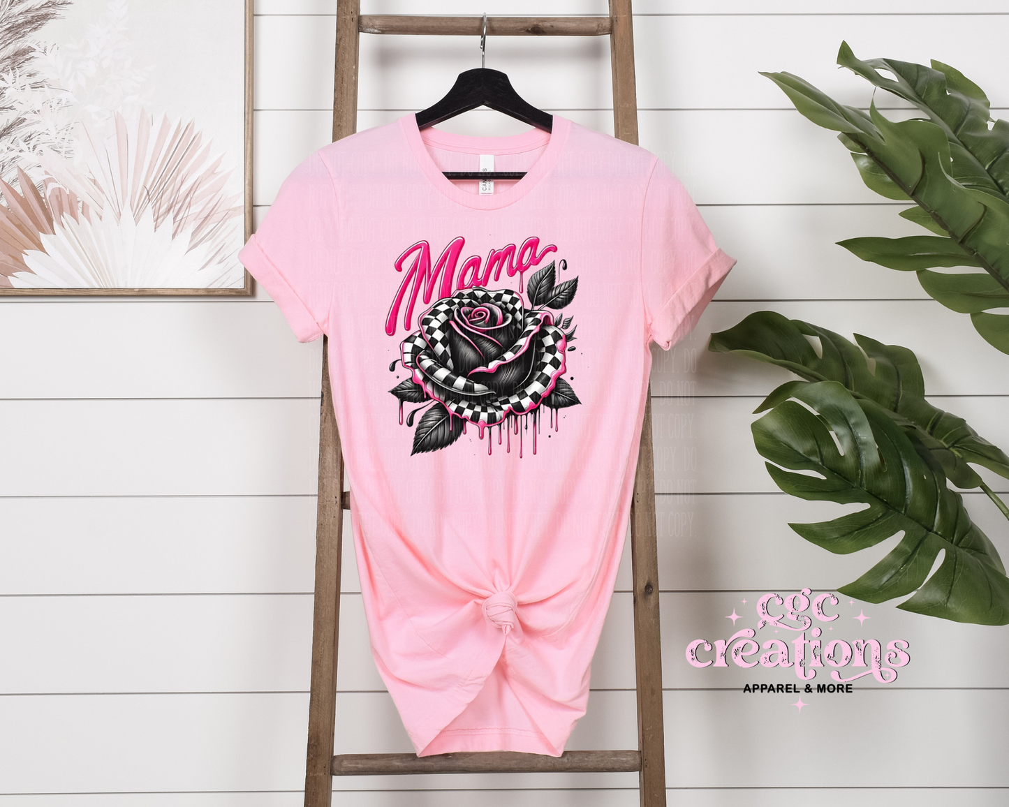 Mama Checkered Rose T-Shirt
