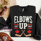 Elbows Up - Hockey Stick Version (DISTRESSED FONT) Crewneck Sweatshirt