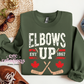 Elbows Up - Hockey Stick Version (DISTRESSED FONT) Crewneck Sweatshirt
