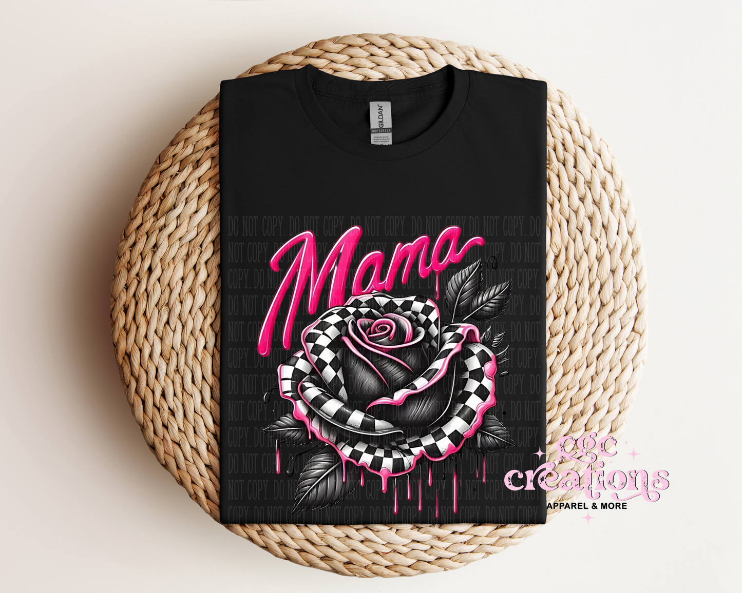 Mama Checkered Rose T-Shirt