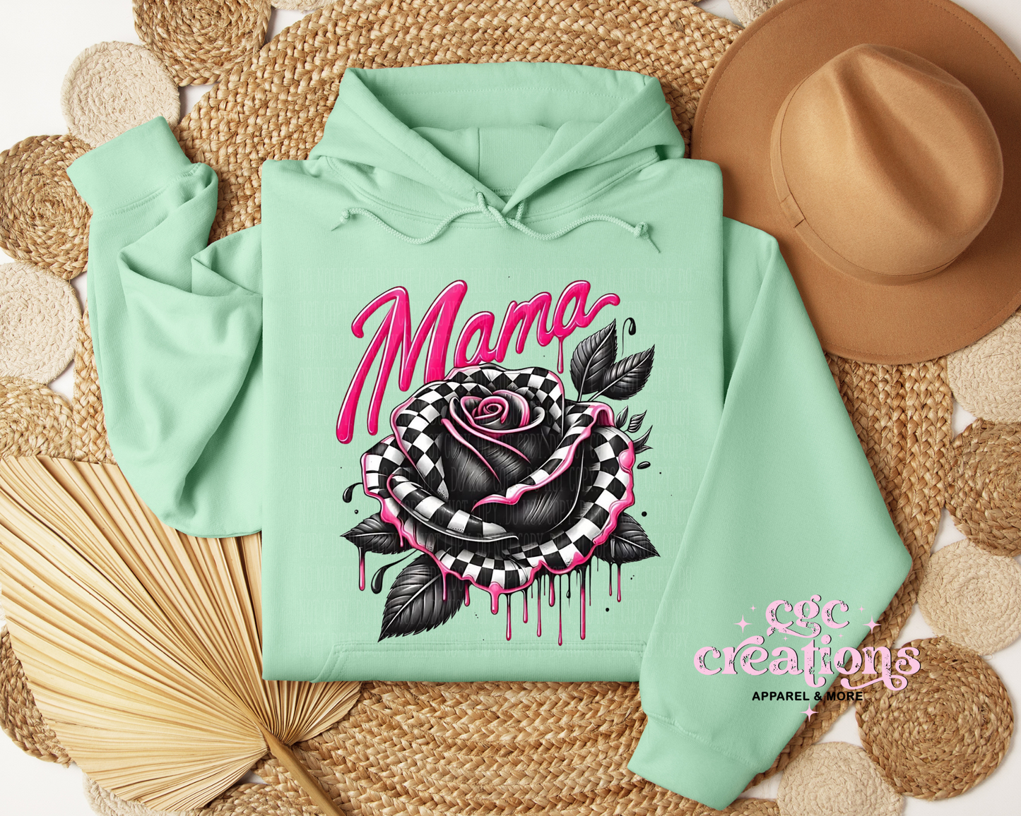 Mama Checkered Rose Hoodie