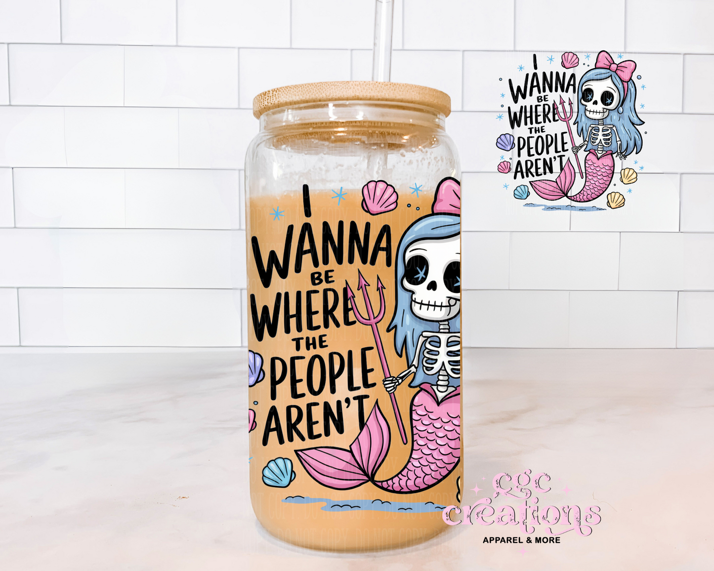 I Wanna Be Where The People Aren't 16oz Glass Cup With Lid