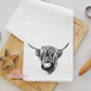 Highland Cow Sketch Tea Towel